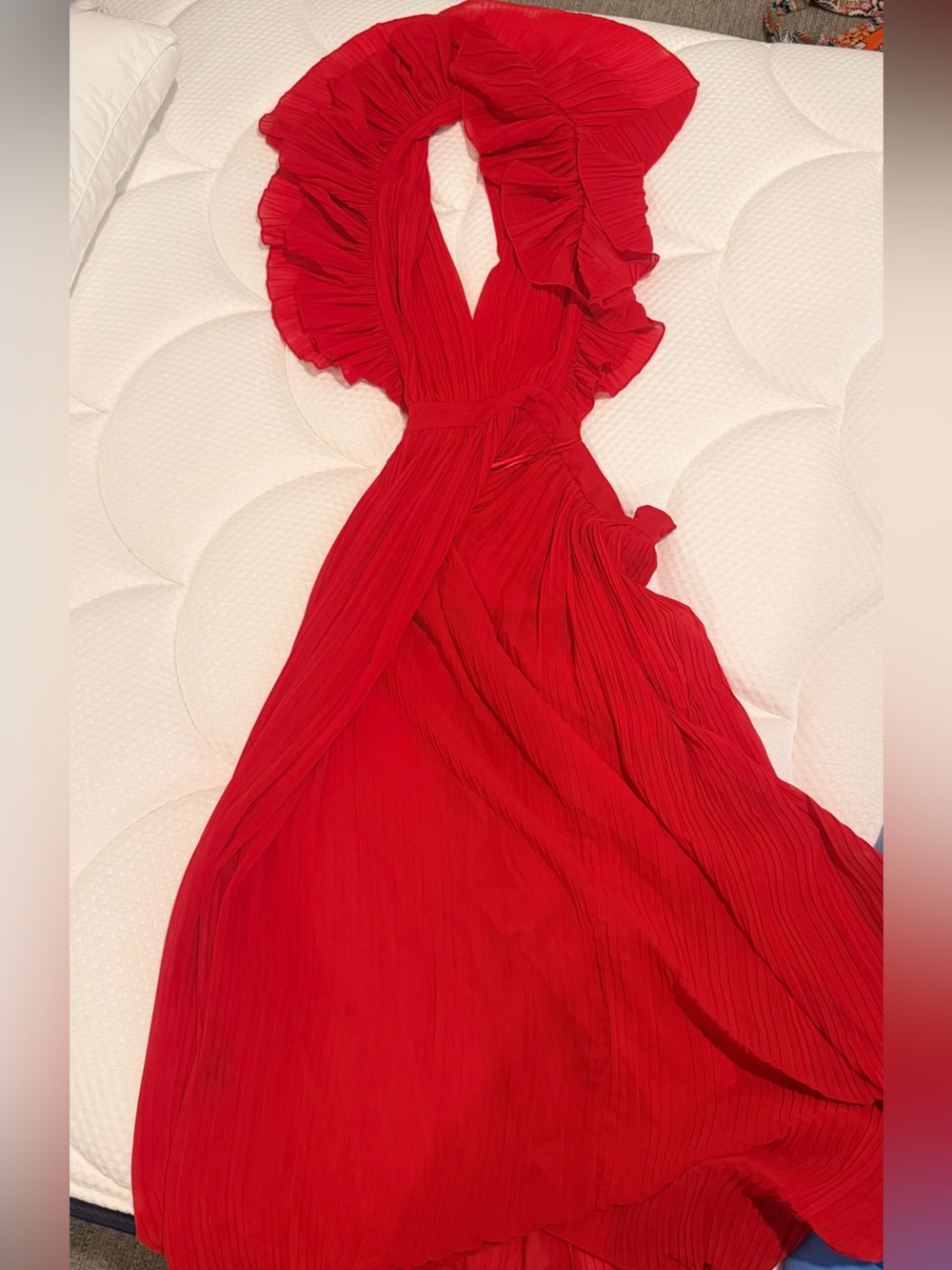 Red Ruffle Halter Maxi Dress - Picture 2 of 2